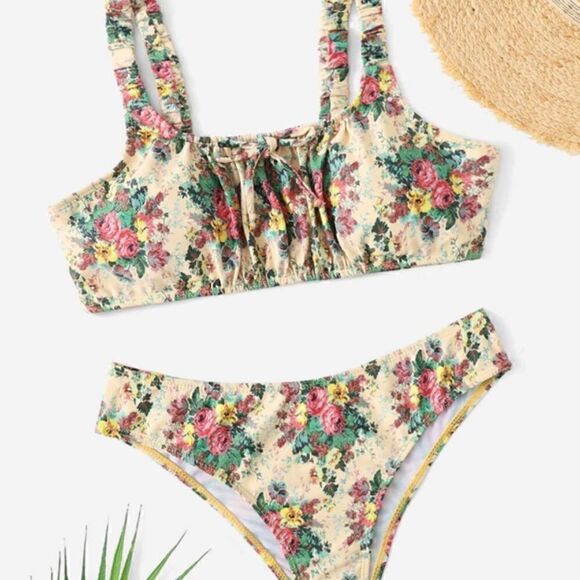 Ditsy Fairy Grunge Floral Print Bikini Swimsuit Boho Flower Hippie Gypsy Beach - Picture 3 of 5